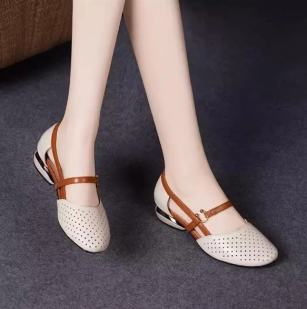 🔥🌴【35-42】Primăvara 2025, Sandale de damă, elegante, din piele naturală, cu toc mic, talpă moale--3918637